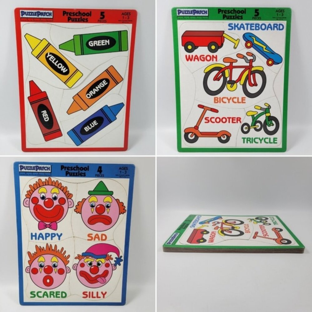 VTG Puzzle Patch‎ Picture Frame Tray Puzzles Cardboard Preschool Age 1-3 Lot 90s